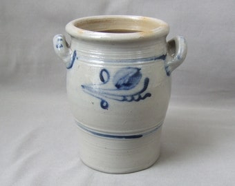 Vaso in gres grigio blu cetriolo inserto vaso vaso smalto sale vintage vaso portaoggetti cucina di campagna