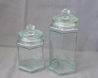 Voorraadpot voorraadpotten glas kleurloos vintage zeshoekig transparant