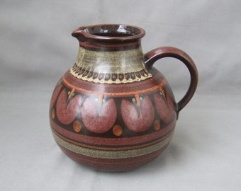 KMK Kupfermühle Gerona Krug Vase Henkelvase rot beige Keramik Vintage dunkelrot