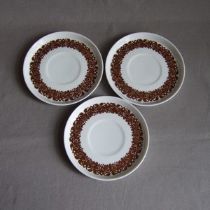 Porcelain Thomas Arcta white brown bark edge saucers vintage