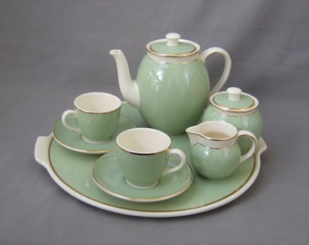 Villeroy & Boch Mettlach Adler Service Art Deco grün weiß gold antik Vintage Geschirr Kaffeekanne Kuchenplatte lindgrün mintgrün 20er Jahre
