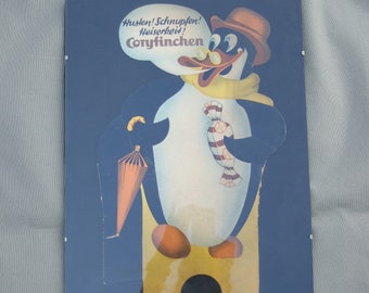 Pinguin Coryfinchen Aufsteller Werbe-Display Werbe-Aufsteller Werbung Vintage Mid Century Pappe