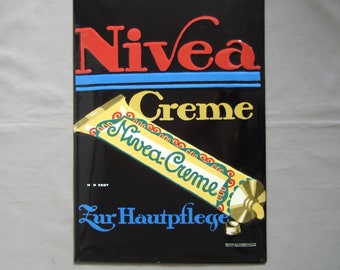 Blechschild Nivea Werbung Nivea-Creme zur Hautpflege Vintage Beiersdorf BDF