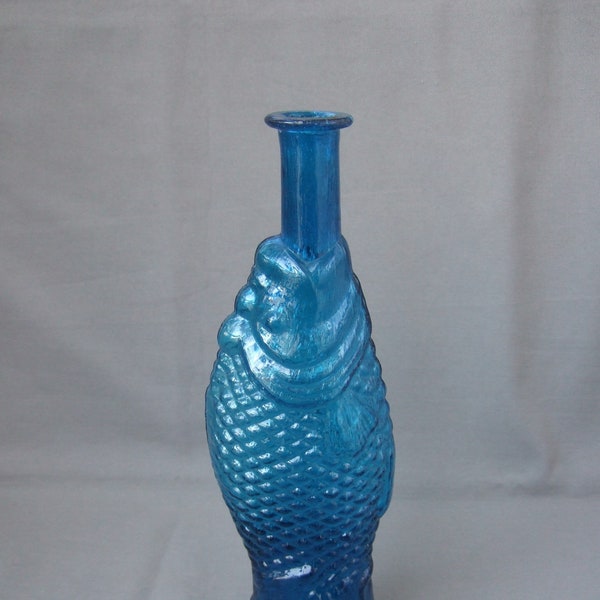 Glasflasche Fisch blau Flasche Glas Vintage Glasfisch
