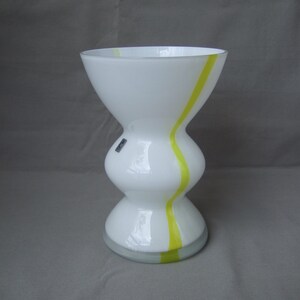 Vase Christinenhütte glass white yellow handmade Schott Zwiesel vintage glass vase