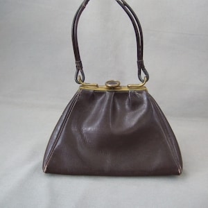 Kleine Tasche braun Zwanziger Jahre antik Vintage Trapezform Handtasche Messing