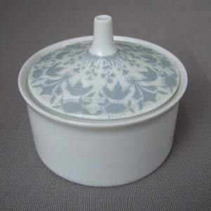Sugar bowl Rosenthal Berlin Bellevue white grey porcelain vintage sugar pot with lid