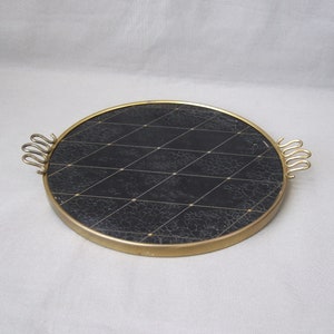 Tray cake plate cake plate black gold diamond pattern Mid Century Vintage