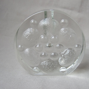 Vase Walther Glas Bubbles Solifleur glass block Op Art Vintage block vase flower pattern clear glass colorless transparent disc-shaped glass vase