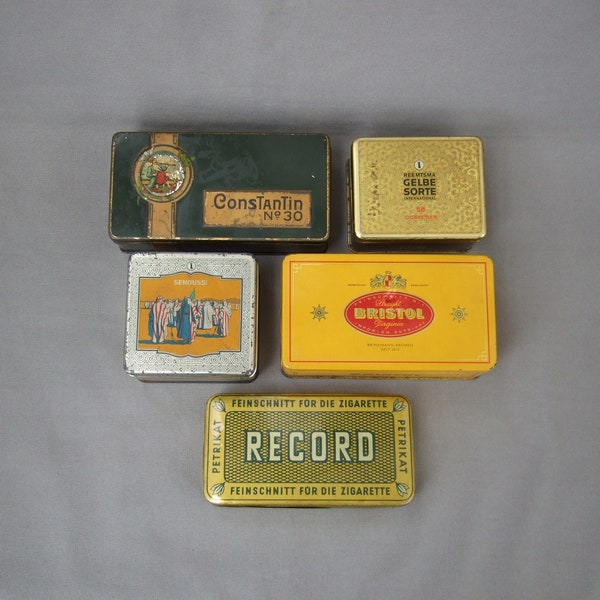 Blechdose Zigaretten Bristol Senoussi Constantin No. 30 Gelbe Sorte International Record Tabak Zigarettendose Vintage