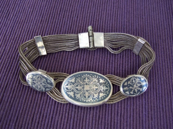 Bracelet silver black folkloric boho style hippie… - image 1