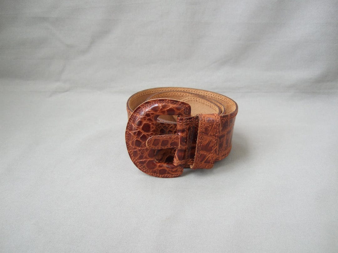 Tuareg for Benetton Leather Belt Size 1 Tuareg for Benetton Wide Belt Leather Brown Wide 80s Vintage  main image 4