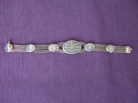 Bracelet silver black folkloric boho style hippie… - image 4