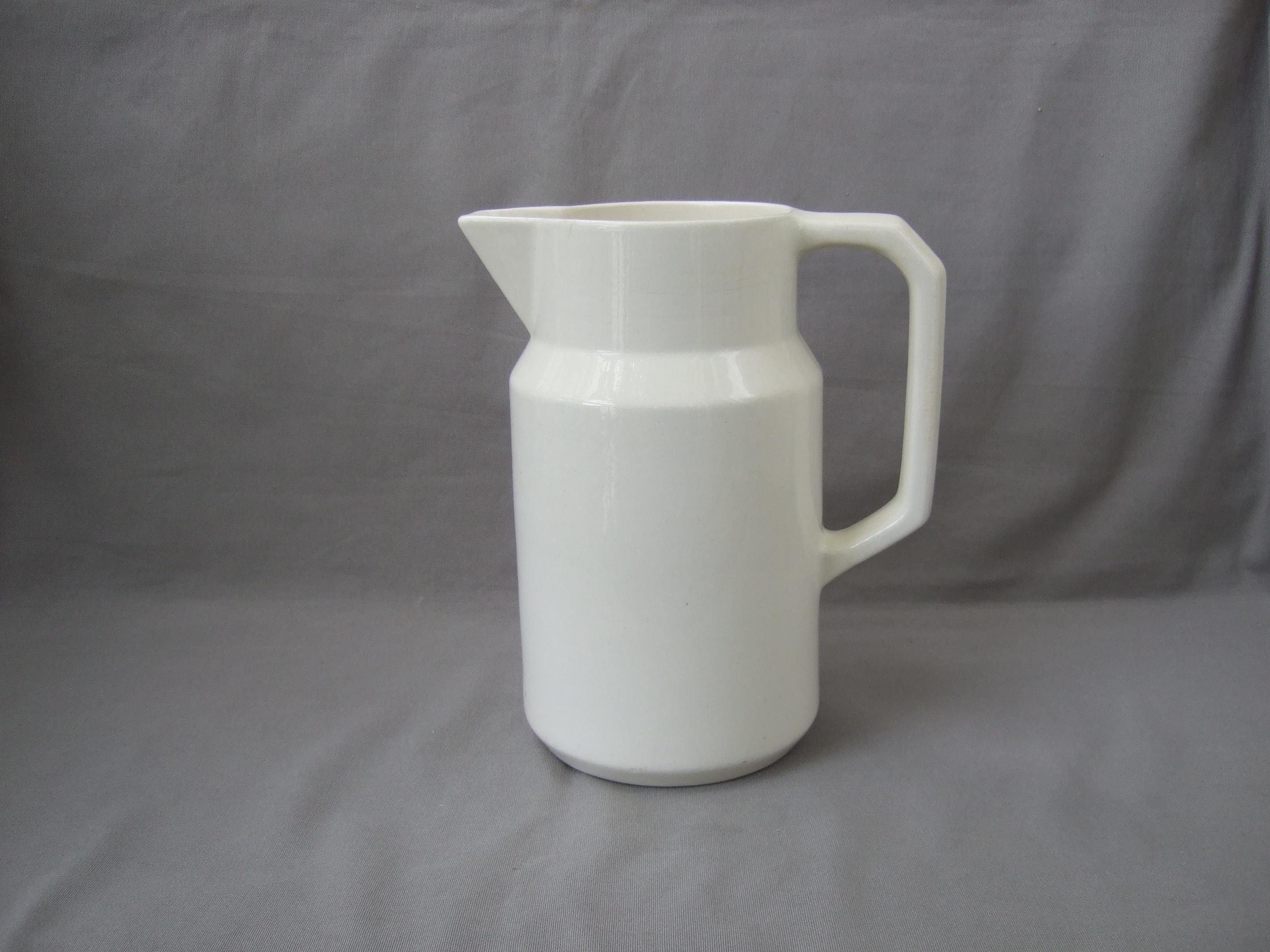大型の水差し 洗面用水差し 水差し 3.5リットル 陶器 無地 白 洗面