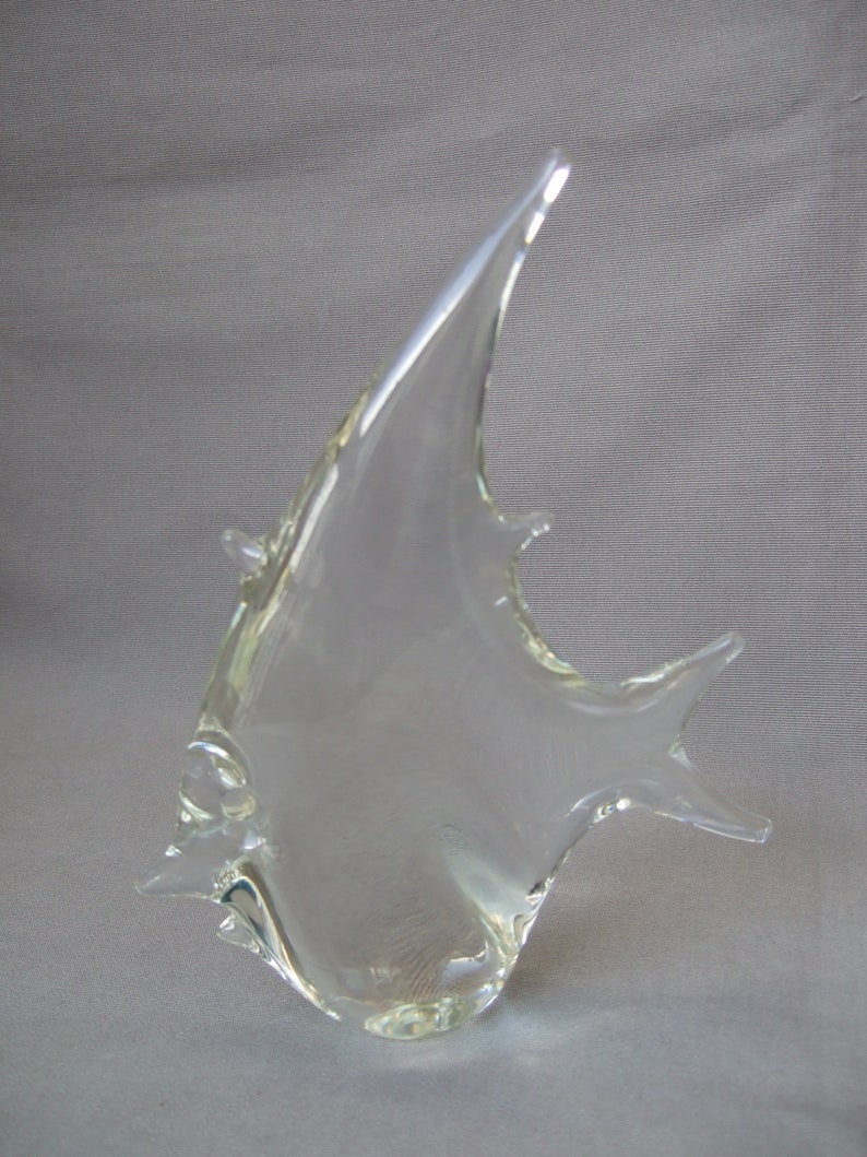 Glass Fish Mid Century Clear Glass Transparent Fish Scalar Colorless ...