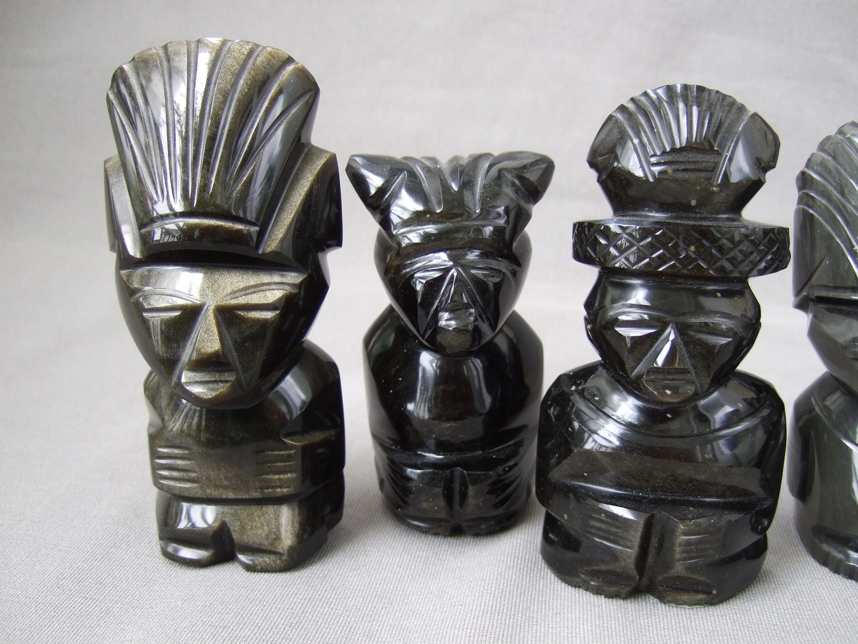 黒曜石像 メキシコ 戦士神 石像 黒 アステカ ヴィンテージ 記念品 お