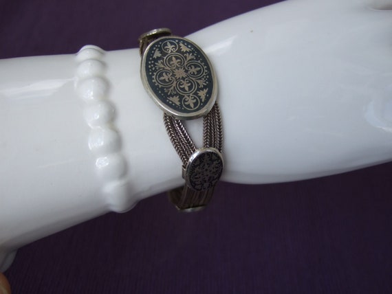 Bracelet silver black folkloric boho style hippie… - image 3