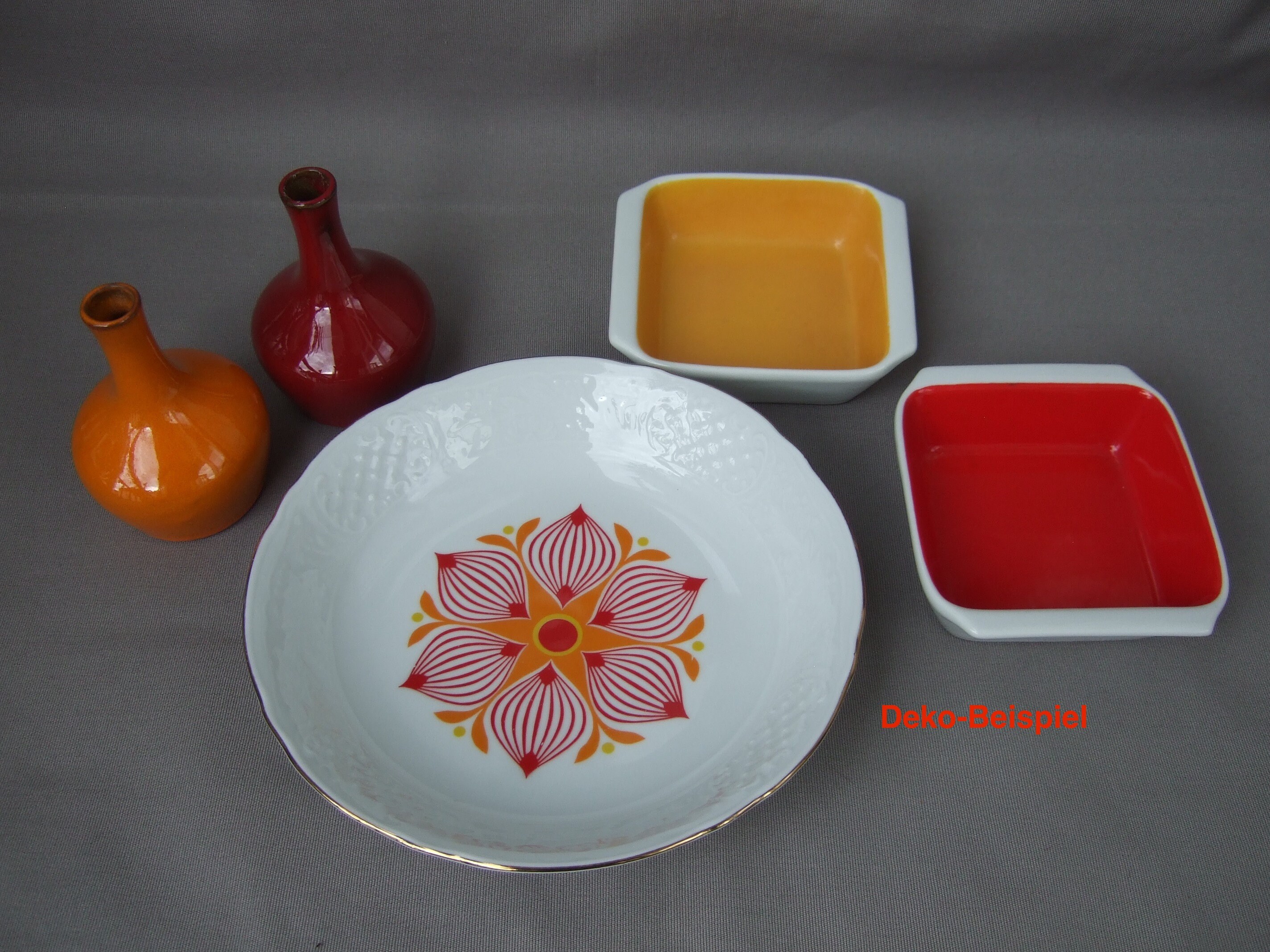 プレート ボウル シューマン アルツベルグ 磁器 赤 オレンジ 白