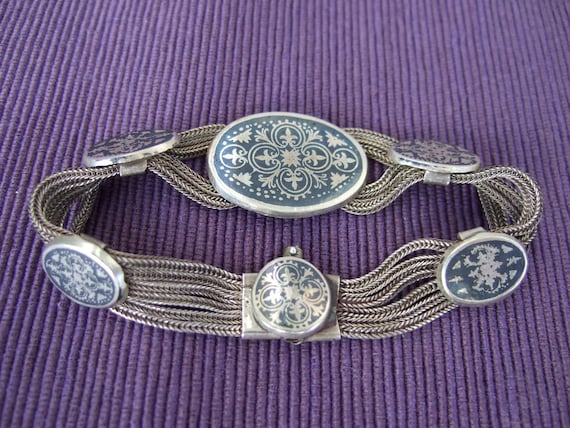 Bracelet silver black folkloric boho style hippie… - image 2