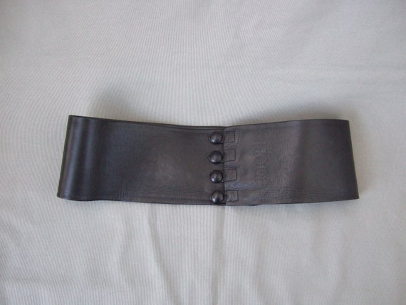 Yep! Wide leather belt black belt wide with press studs 80 cm Wolfgang Joop vintage waist belt bodice belt