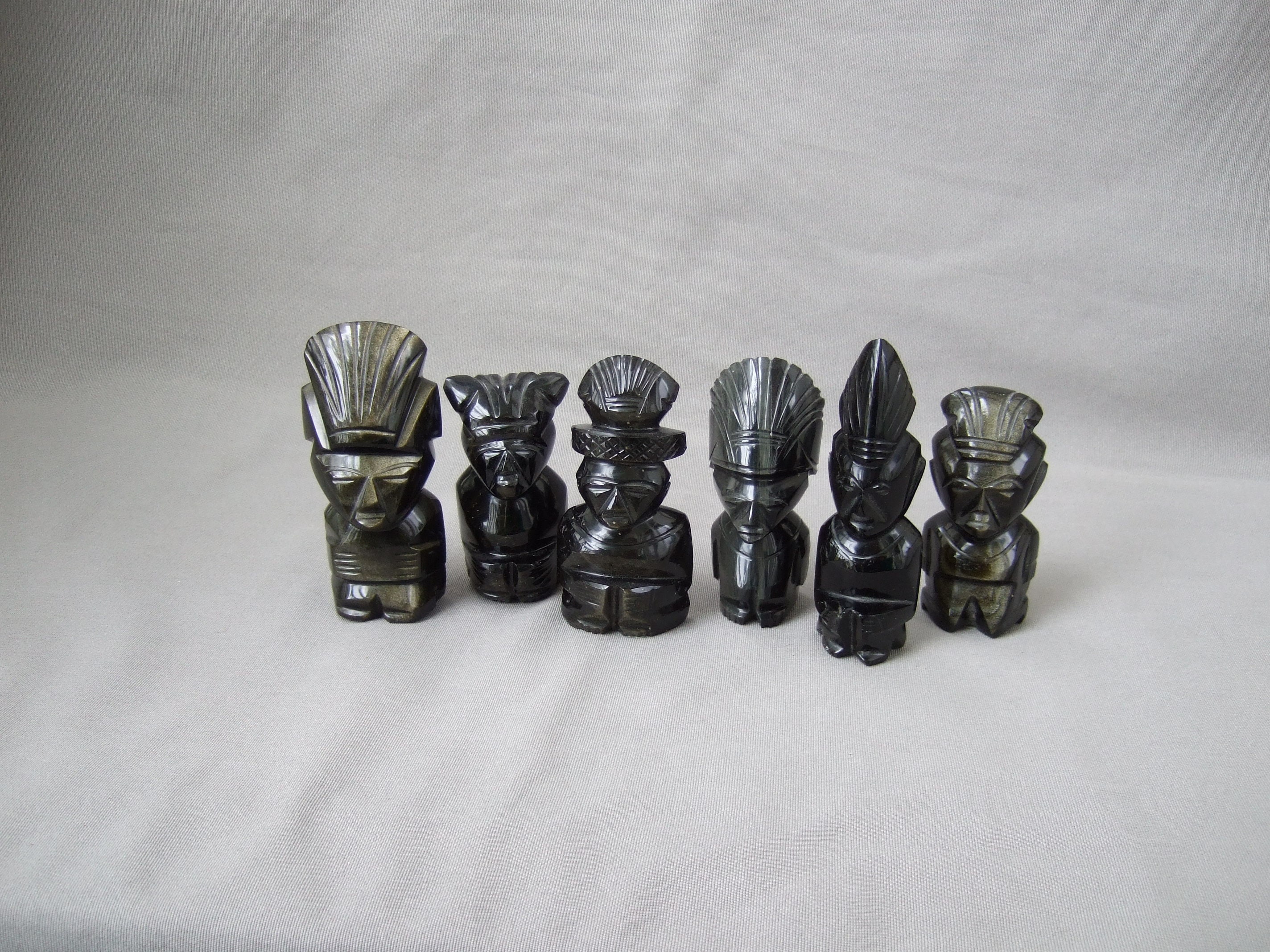 黒曜石像 メキシコ 戦士神 石像 黒 アステカ ヴィンテージ 記念品 お