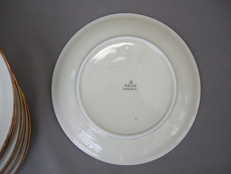 Eschenbach piatto da colazione piatto da torta in porcellana bianca con bordo dorato Mid Century Vintage immagine 5
