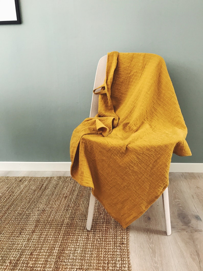 Mustard yellow baby blanket for newborn or child Great gift!