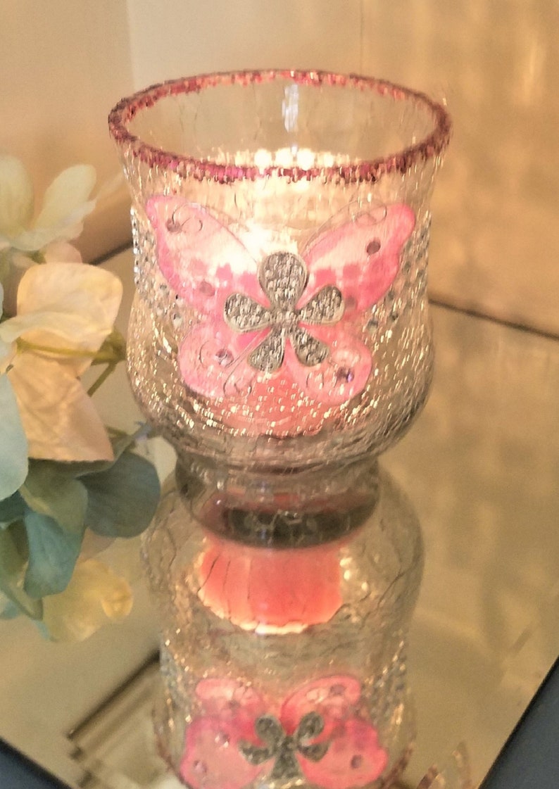 Pink Butterfly Votive Candle Holder Butterfly Centerpiece Etsy