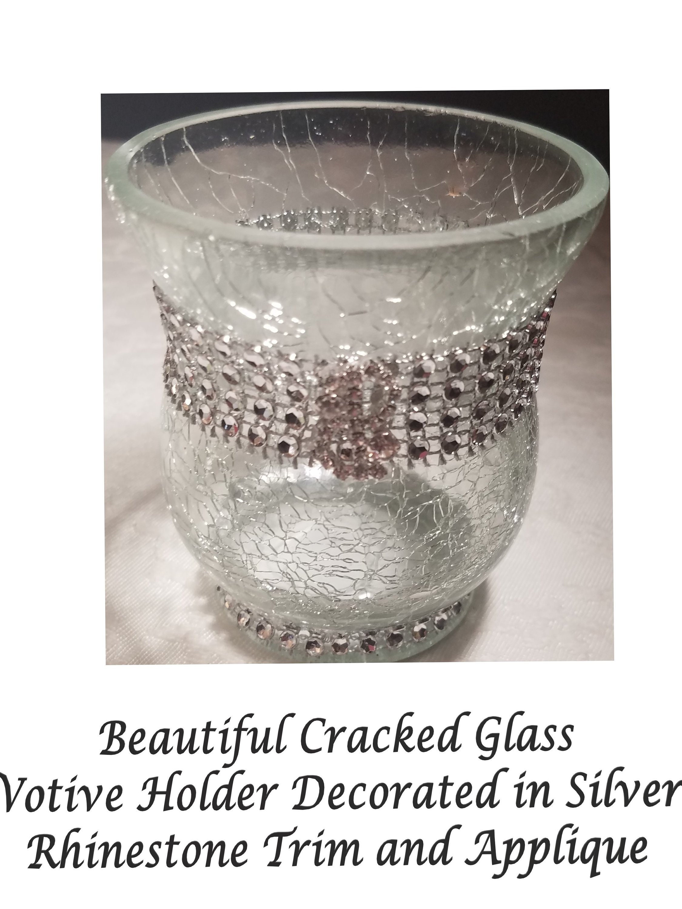 Decorative Crackle Candle Cracked Glass Candle Glass Votive Etsy