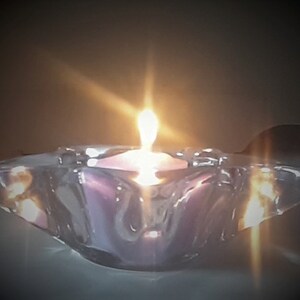 Vintage Clear Glass Crystal Star Shaped Candle Holder/Tealight Holder/Christmas/Votive/Retro/Art Deco/Crystal Candleholder