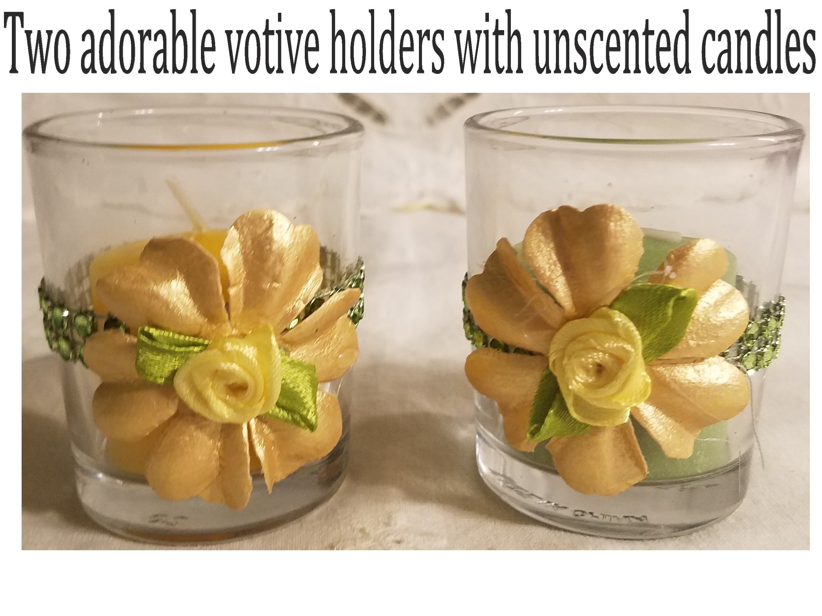 Yellow Flower Candle Votive Holder Candle Gift Set Spring Etsy