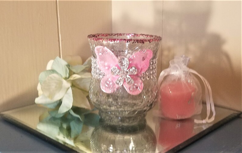 Pink Butterfly Votive Candle Holder Butterfly Centerpiece Etsy