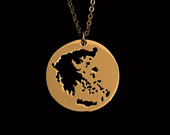 Gold Greece Map Necklace, Greek Map Jewelry, Map Of Greece, Greek Souvenir, Map Necklace, Greek Gift, Greece Pendant, Greece Map.