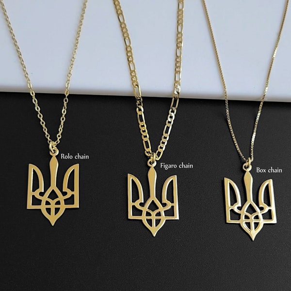 Ukrainian Tryzub Pendant Necklace • Ukrainian Tryzub Necklace • Ukrainian Tryzub • Ukrainian Jewelry Personalized • Trident Tryzub Necklace