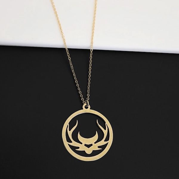 Artemis Symbol Necklace • Antlers Pendant • Sterling Silver/ 18k Gold Plated • Goddess of Hunting • Ancient Greek Deities • Greek Mythology