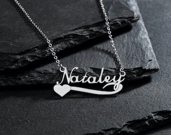 Side HEART NAME NECKLACE 925 S. Silver 
