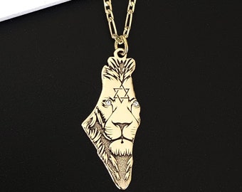 Lion of Judah in Israel map necklace. star of David silver. Jewish necklace for men or women, made in Israel. Bat mitzvah gift . Judah lion