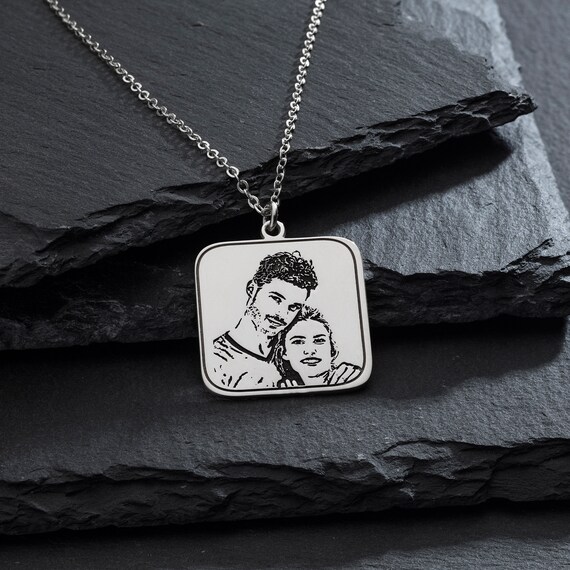 Buy CUSTOM PHOTO PENDANT Silver Necklace Portrait Necklace