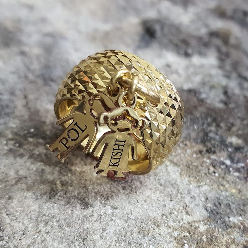Personalized KIDS CHARMS Ring with Name Engraved Boy Charm Girl Charm Children Custom Names MOM Jewelry 18k gold plated