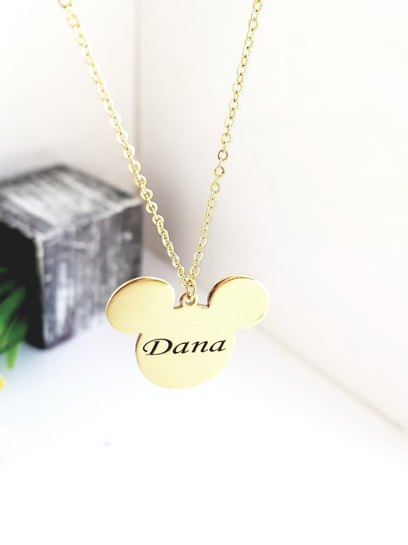 Name Necklace Girl Necklace Personalized Necklace Mickey mouse 18k Gold Plated Necklace Disney Land Mickey mouse Necklace Monogram