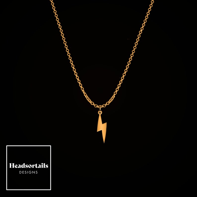 Gold Lightning Necklace Lightning Bolt Necklace Lightning Etsy
