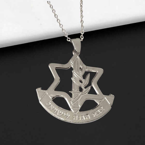 IDF logo pendant - IDF necklace. Israel Defense Forces • Stand With Israel Necklace • IDF symbol necklace • Hanukkah Gift, made in Israel