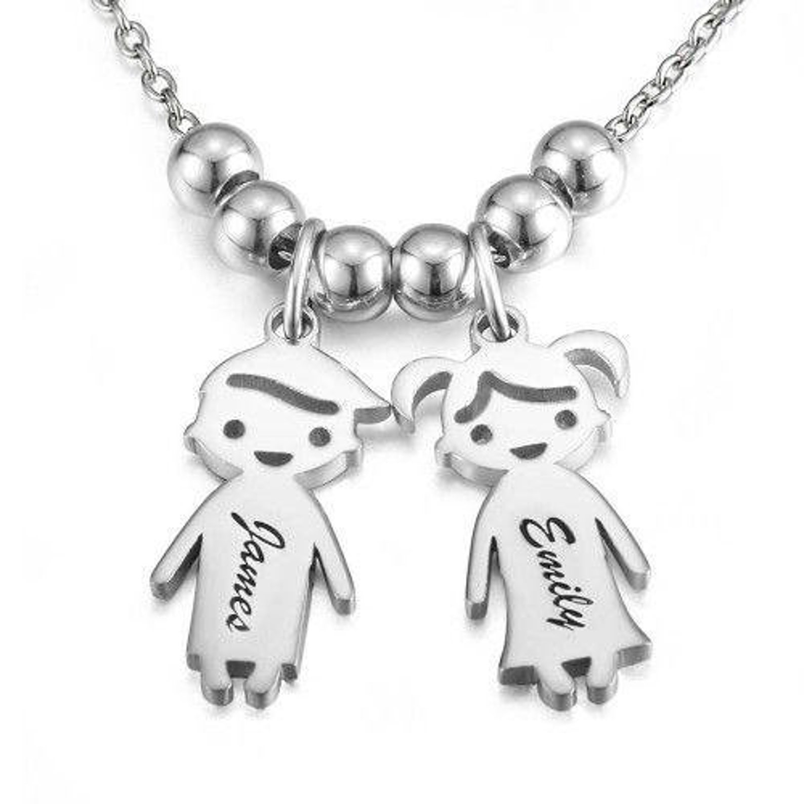 Personalized Children Charms Necklace Kids Names Engraved Etsy