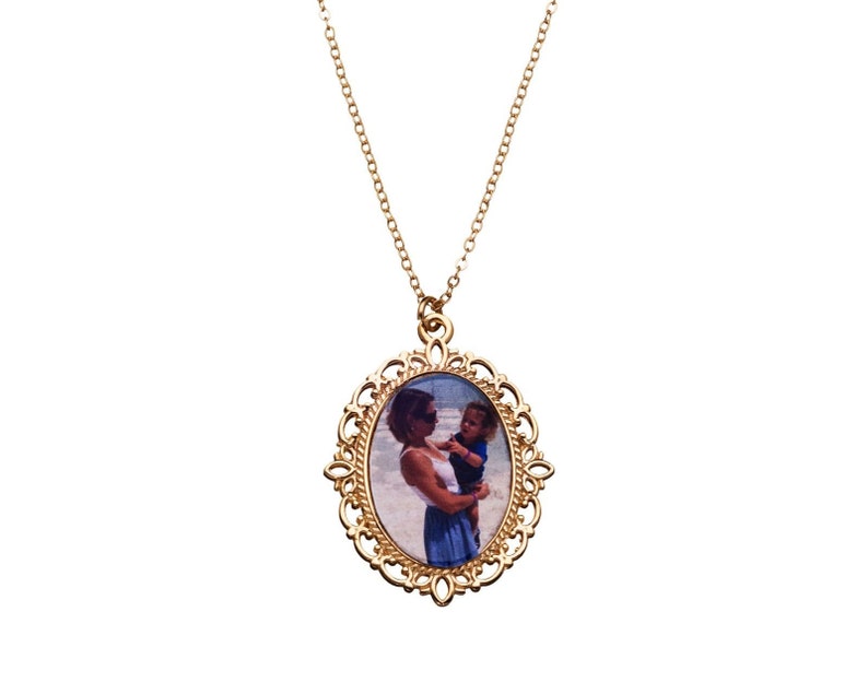 Photo Necklace Photo Pendant Necklace Your Own Photo 18k Gold Plated Custom Picture Necklace Personalized Necklace Photo Jewelry