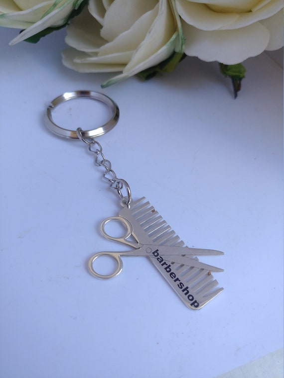 Keyring Hairdresser stylist thank you gift charm heart handmade keepsake Barber