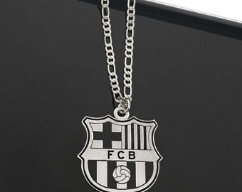 BARCELONA football necklace. B.F.C. necklace chain, BARCELONA gift for men. Barcelona Jewelry. Barca jewelry BFC , gift for football lover