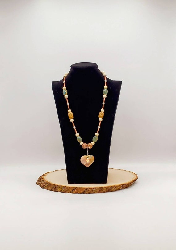 Marbled Heart Statement Necklace