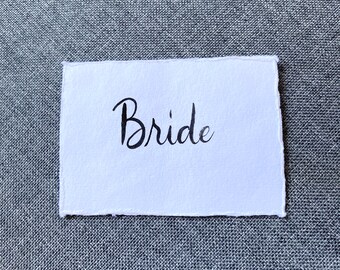 Calligraphy Place Cards White Handmade Cotton Paper