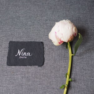 Calligraphy Place Cards Black Handmade Cotton Paper
