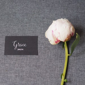 Flat Calligraphy Place Cards Smooth Ebony
